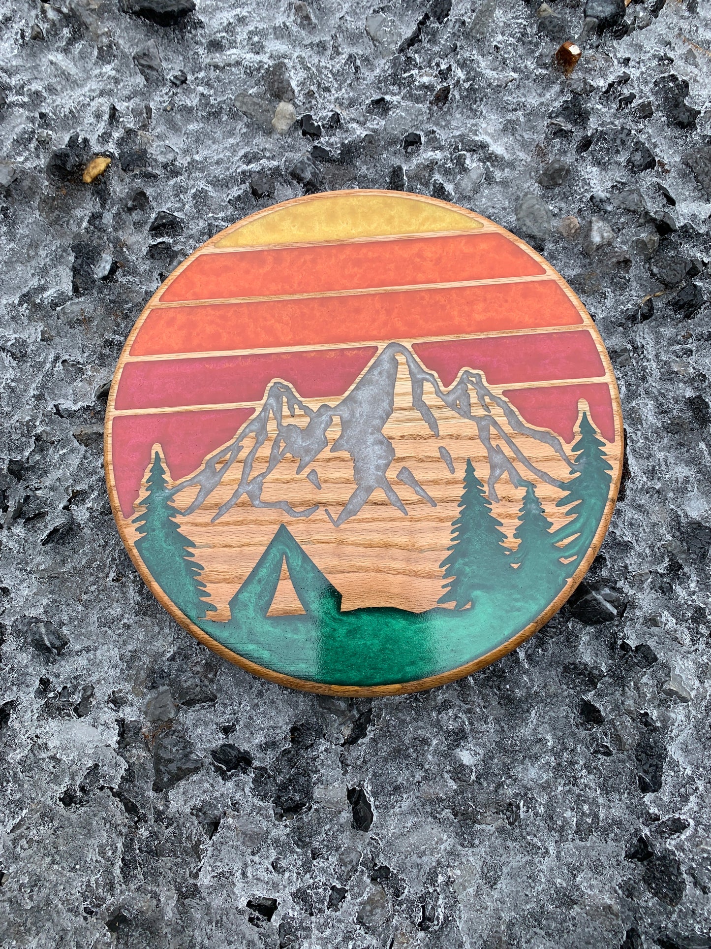 Mountain Sunset - Thread & Resin
