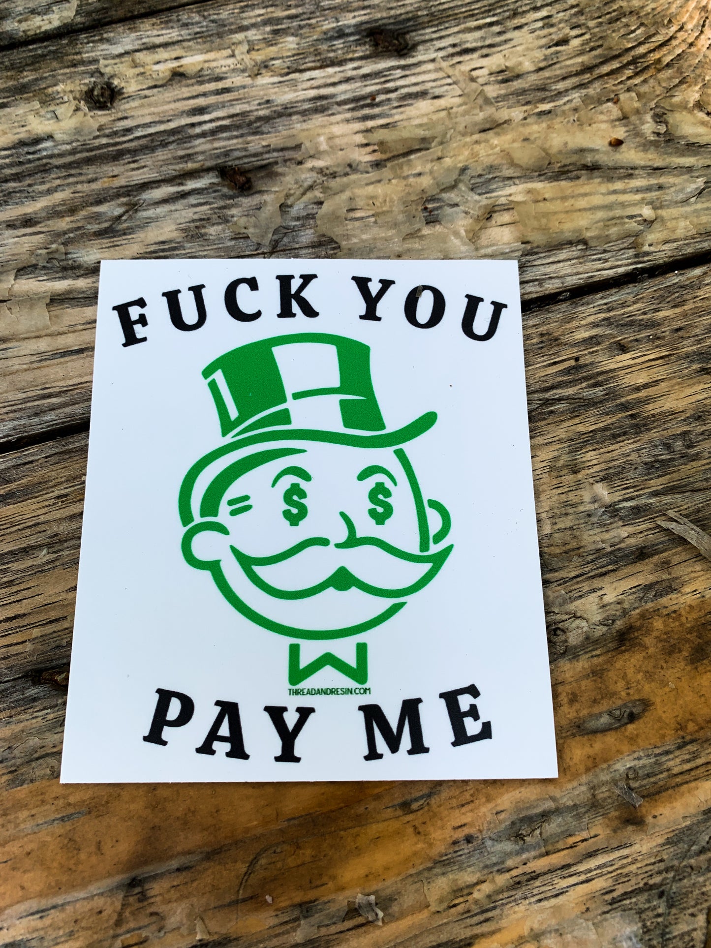 Decorative Stickers Pay Me (sm) - Thread & Resin
