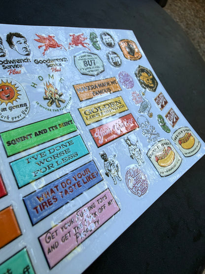 Rc sticker sheet THREE UV PRINTED