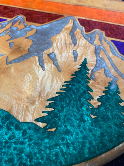 Mountain Sunset - Thread & Resin