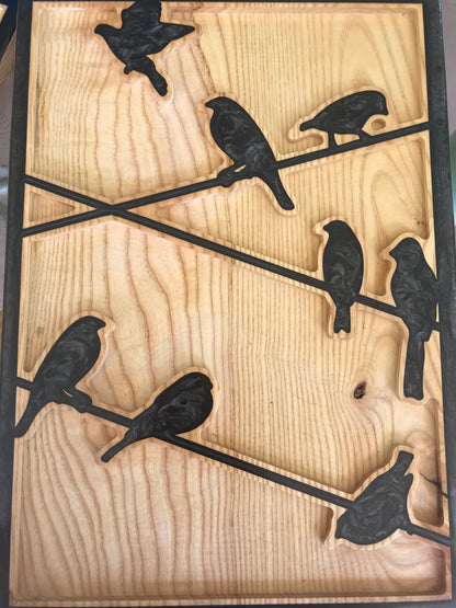 Birds on a Wire - Thread & Resin