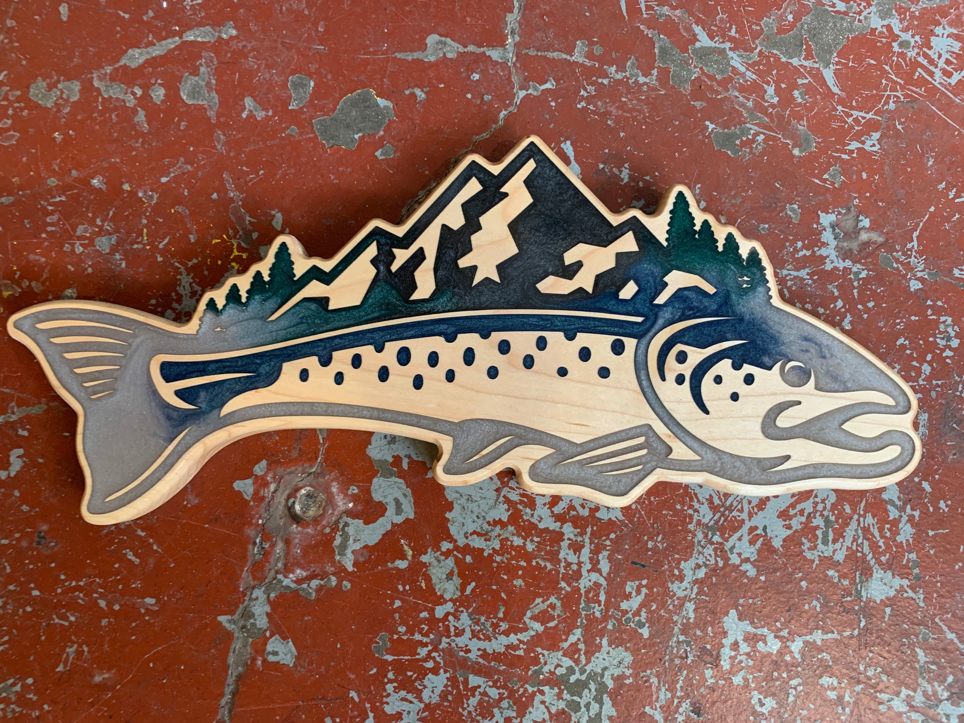 Posters, Prints, & Visual Artwork Mountain Trout - Thread & Resin