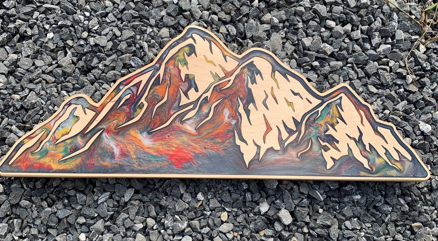 Autumn Mountains - Thread & Resin