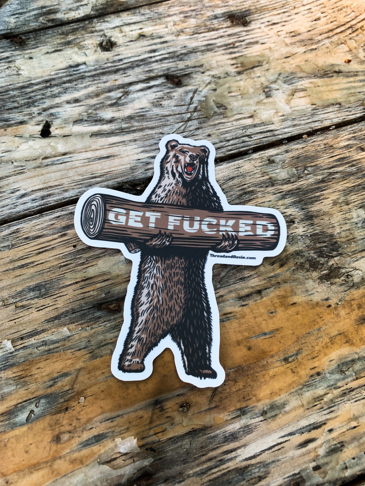 Decorative Stickers Get Fucked Bear - Thread & Resin