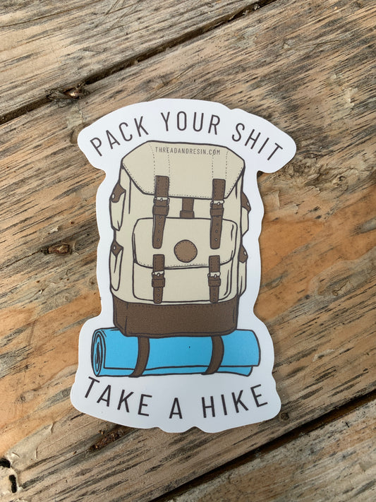 Decorative Stickers Take a Hike sticker - Thread & Resin