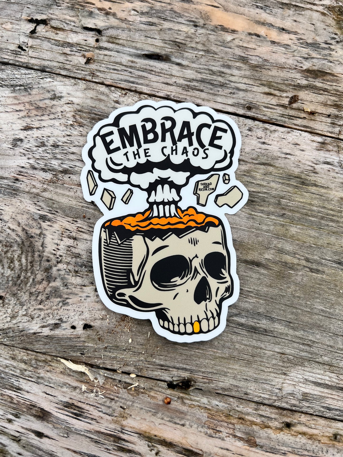 Decorative Stickers Embrace the Chaos sticker - Thread & Resin