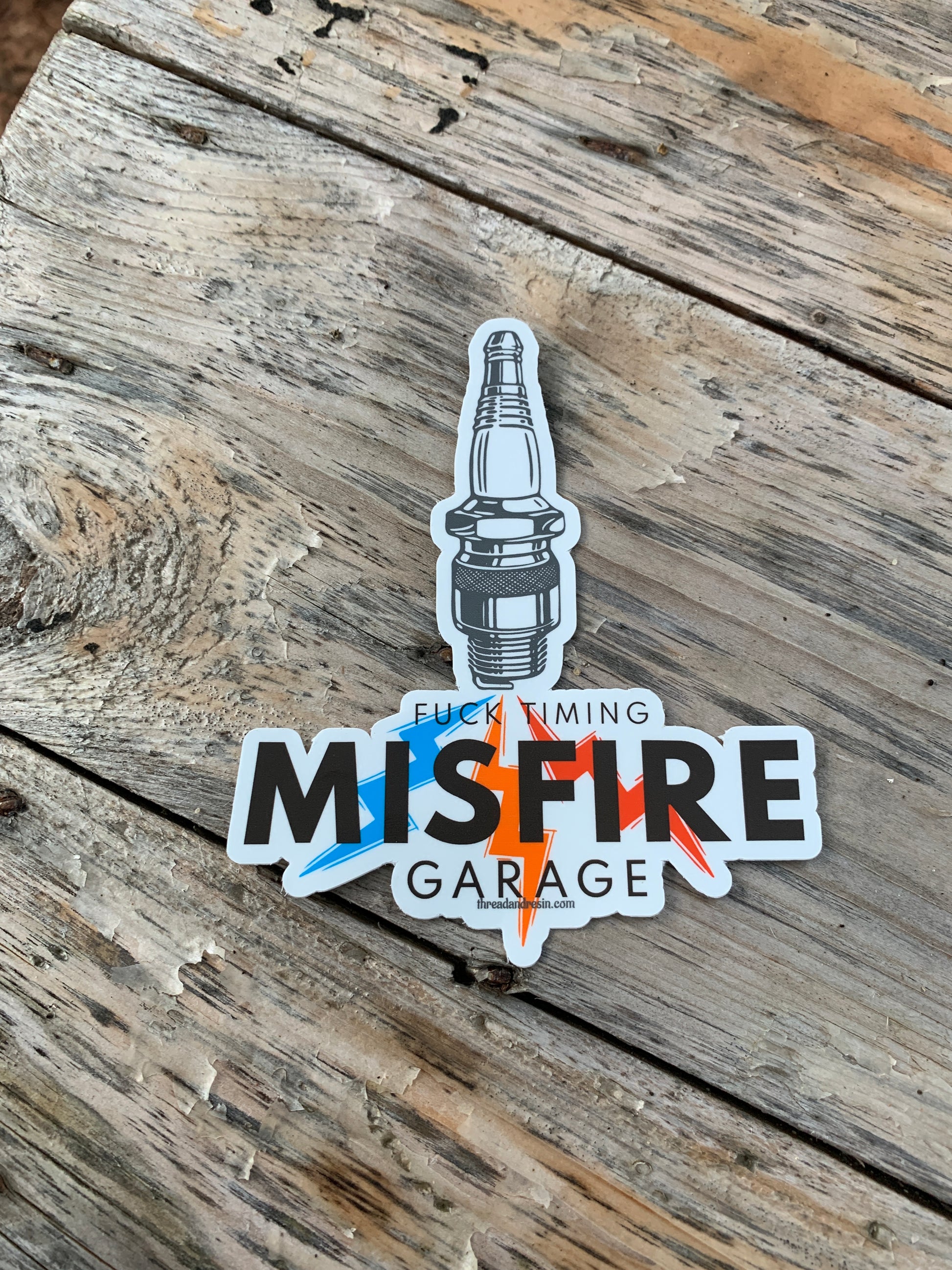 Misfire garage sticker - Thread & Resin